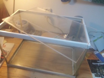 20170913_154402.jpg (74.96 KiB) 6795 keer bekeken het aquarium: gekocht bij de kringloopwinkel voor 1 euro (foto is na het ontkalken en verwijderen van smerige rotzooi. In het aquarium ligt een stuk plexiglas dat ik op maat heb gezaagd en deze zal gebruikt worden als voorzijde van het terrarium dit plexiglas had ik nog over van vorige projecten.